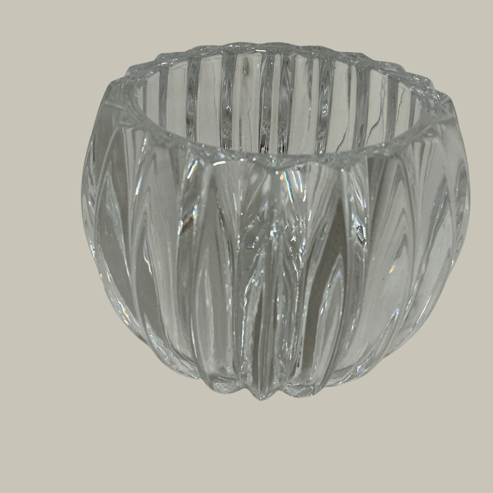 Shannon Crystal Votive Candle Holder Scalloped Lead Glass Bowl 4 Inch